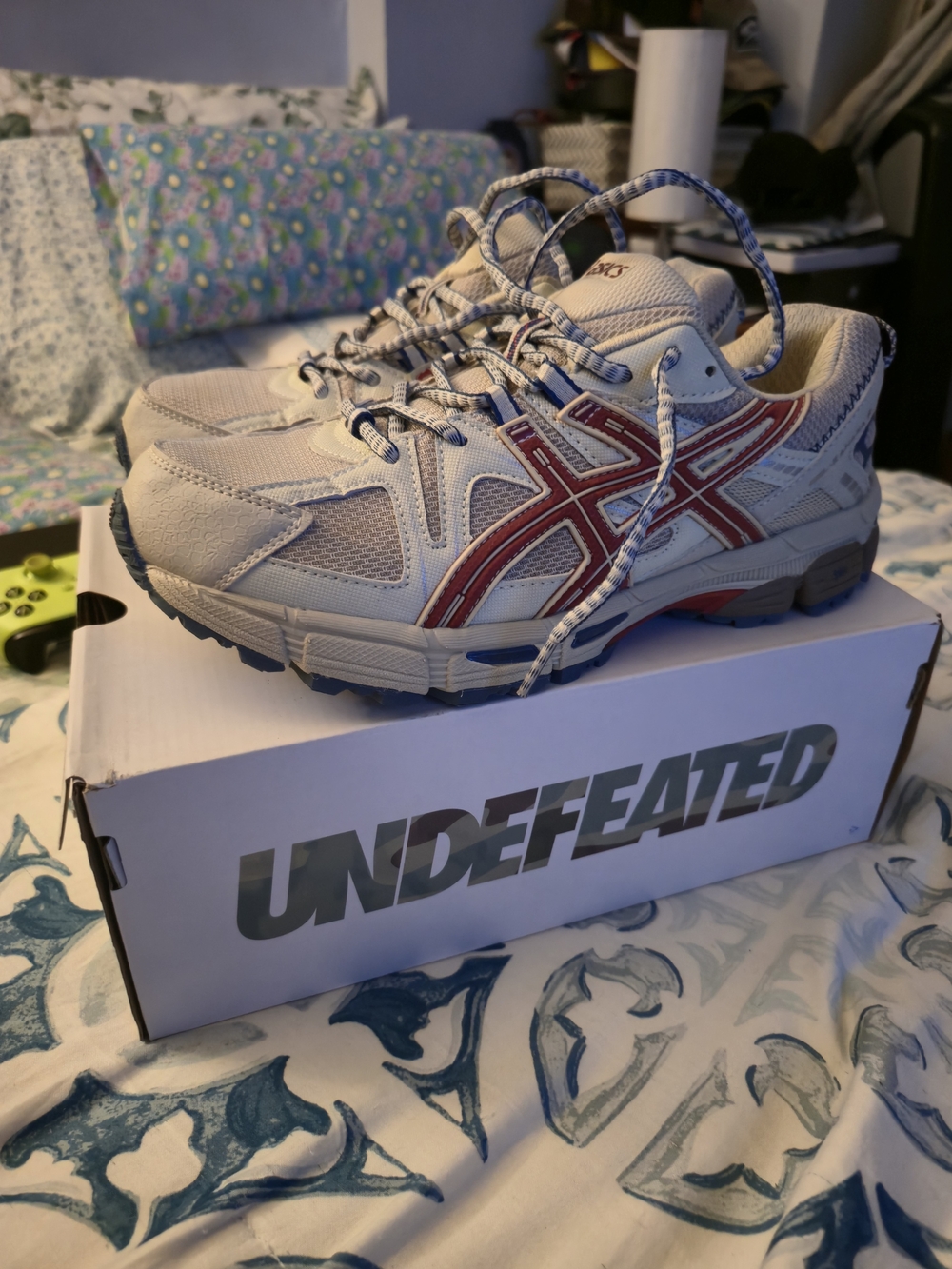 Asics Cream and Red Trail Sneakers